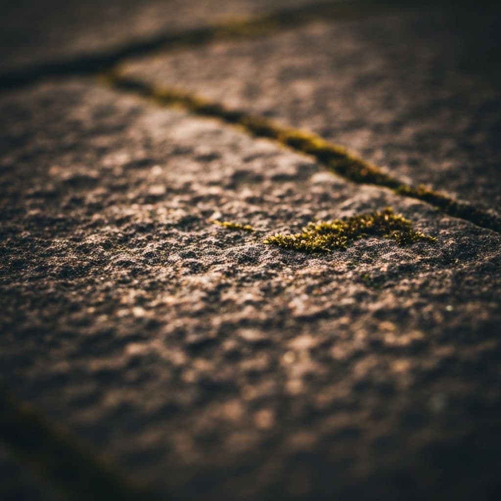 Natural weathered stone with aged patina and moss